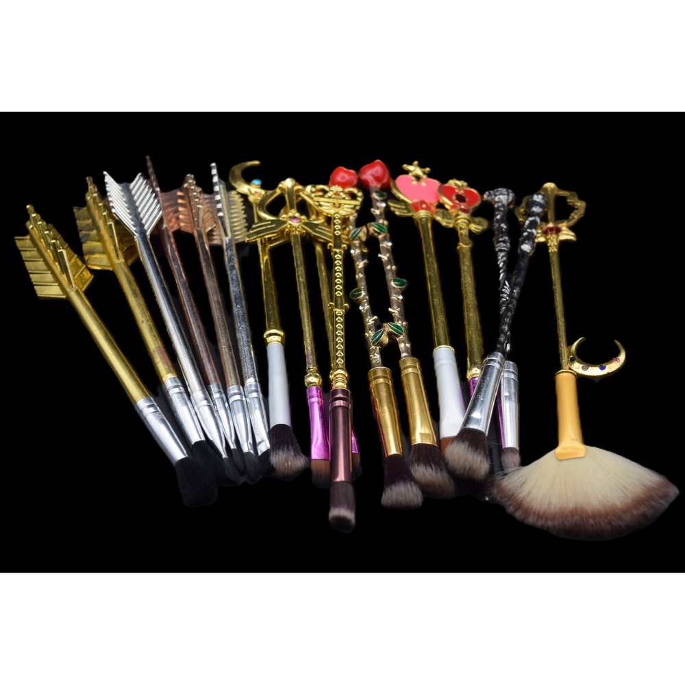 Magical Girl Wand Makeup Brush Set 17pc Colors Gold Silver Rose Good Cosmetic